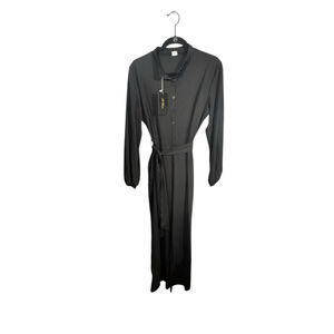 Size L Women’s Sx Club Black Long Sleeve Button-Front Jumpsuit Band Collar